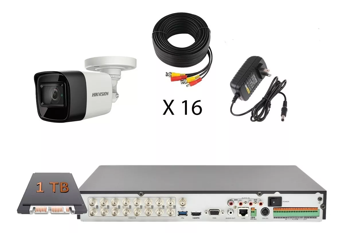 Kit Video Vigilancia 16 Cámaras 4k 8 Mp 6 Tb Dvr 16 Canales